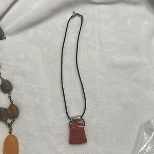 Silpada Sponge Coral Pendant Necklace with Black Leather & Silver